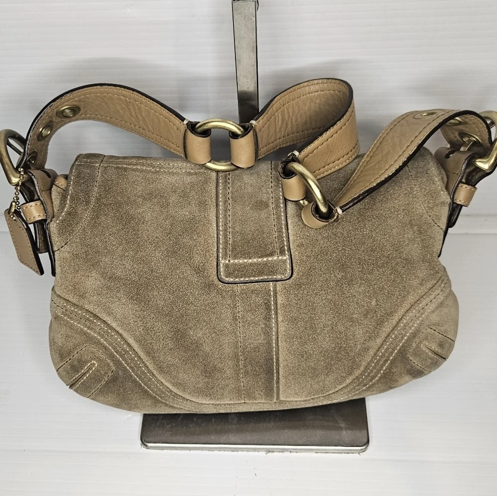 Vintage Coach Y2k Tan Suede Mini Soho Hobo Shoulder Bag #10189